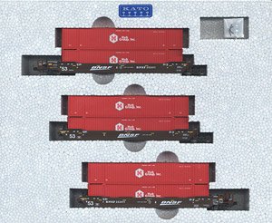 MAXI-IV BNSF Swoosh New Logo w/HUB (Red) Container (3-Car Set) (Model Train)