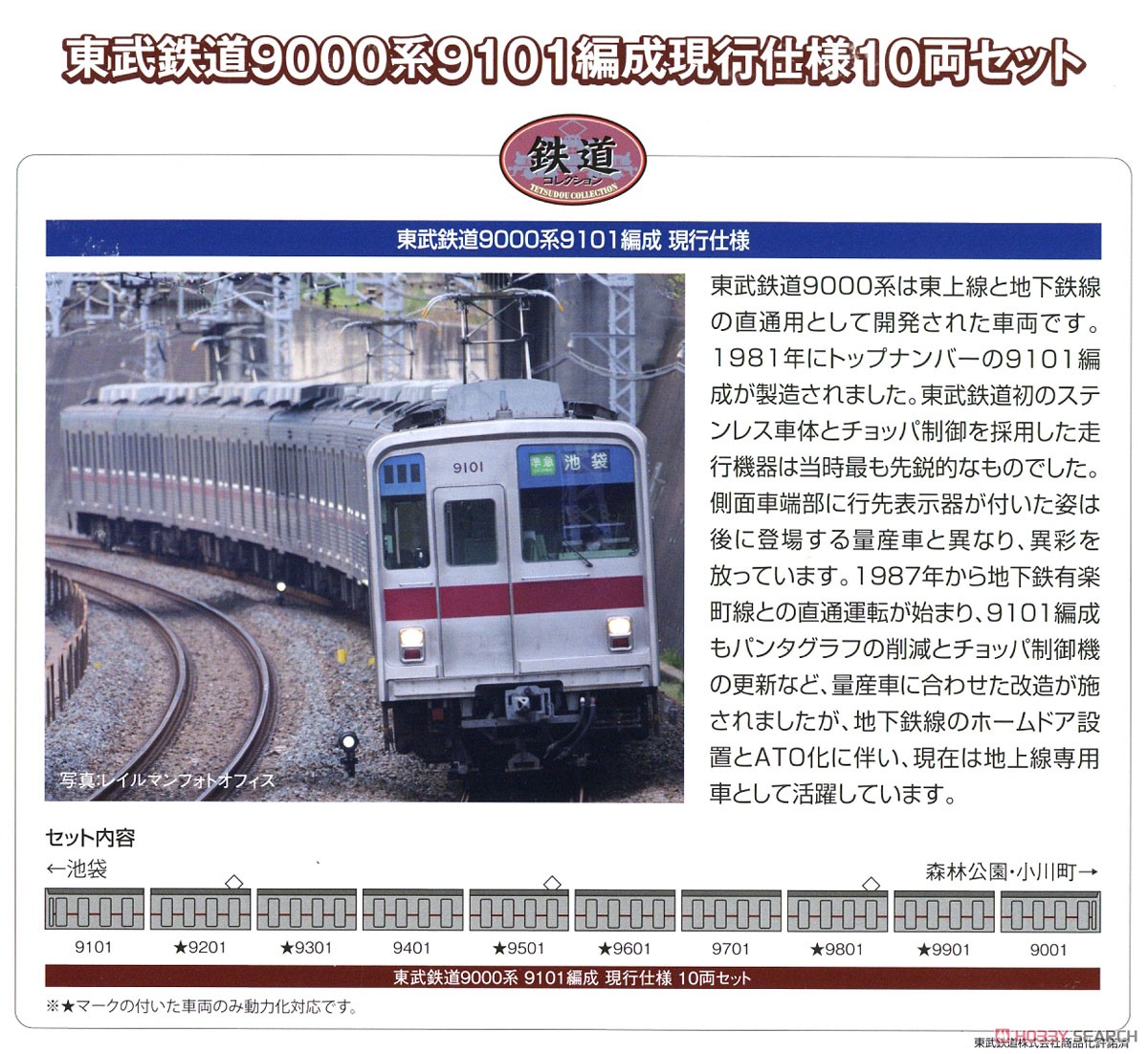 鉄道コレクション 東武鉄道 9000系 9101編成 現行仕様 (10両セット) (鉄道模型) 解説1