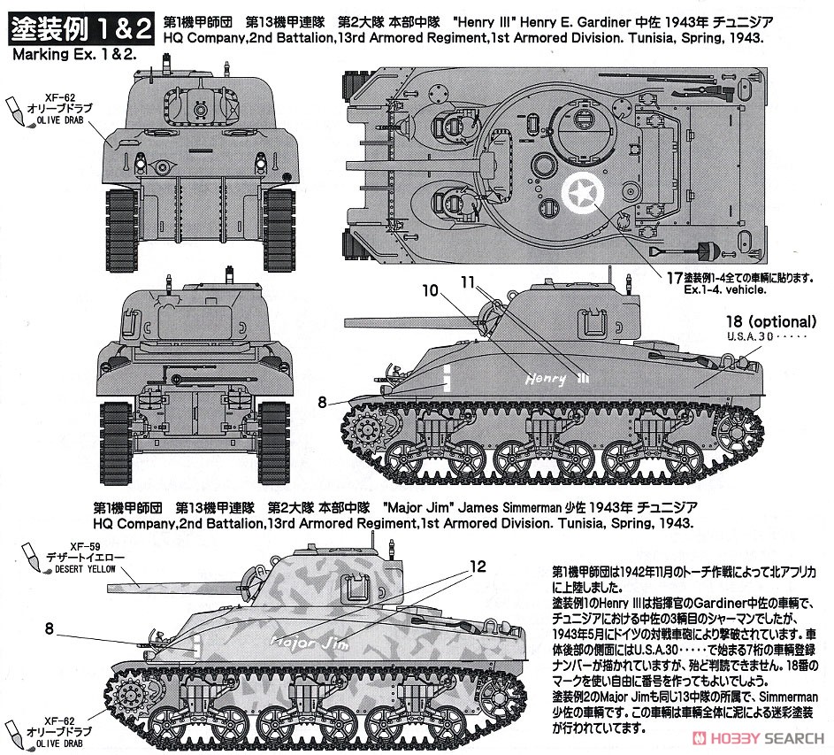 アメリカ中戦車 M4A1シャーマン中期型 アドラーズネスト社製 WWII アメリカ軍アンテナつき (プラモデル) 塗装2