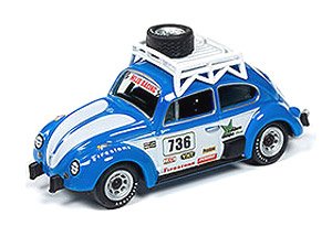 Volkswagen Beetle Racing Blue/White (Diecast Car)