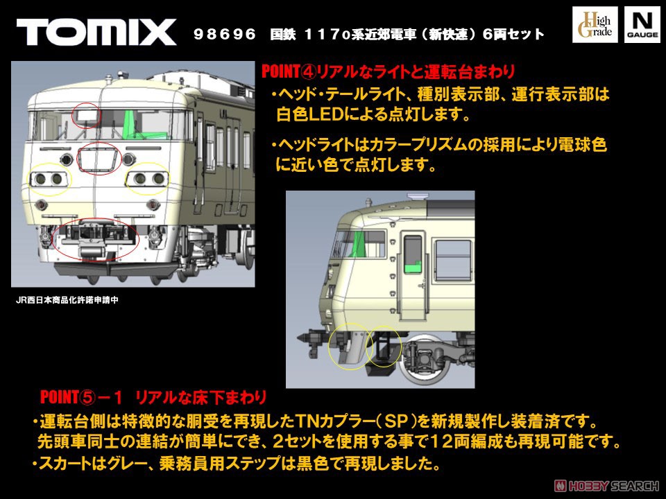 国鉄 117-0系 近郊電車 (新快速) セット (6両セット) (鉄道模型) その他の画像2