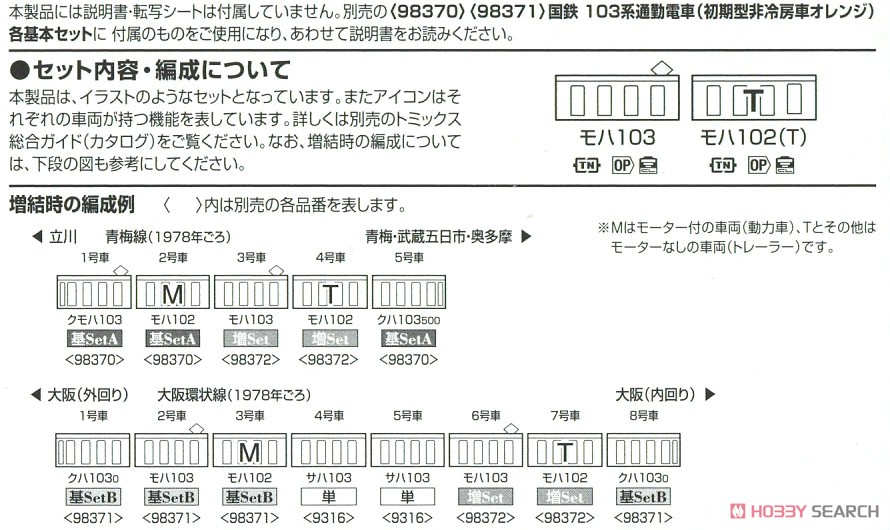 国鉄 103系 通勤電車 (初期型非冷房車・オレンジ) 増結セット (増結・2両セット) (鉄道模型) 解説3