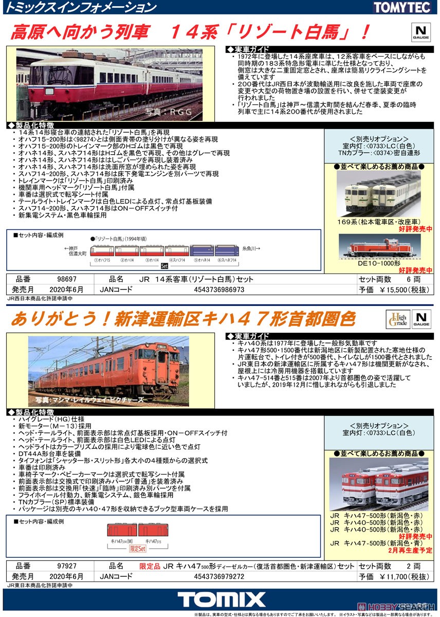 JR 14系客車 (リゾート白馬) セット (6両セット) (鉄道模型) 解説1