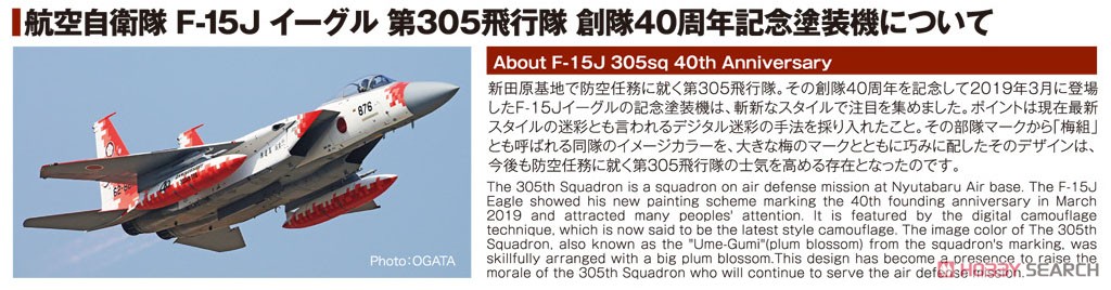 航空自衛隊 F-15J イーグル 第305飛行隊 創隊40周年記念塗装機 ʻ梅組・デジタル迷彩ʼ (プラモデル) 解説1