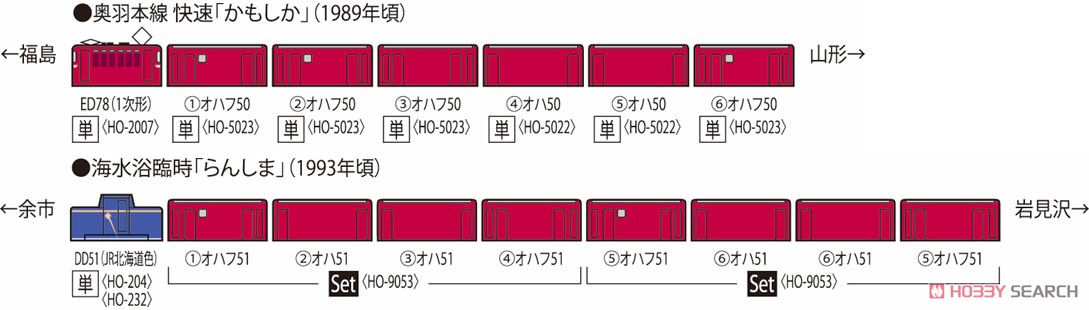 16番(HO) 国鉄 50系51形客車 セット (4両セット) (鉄道模型) 解説2