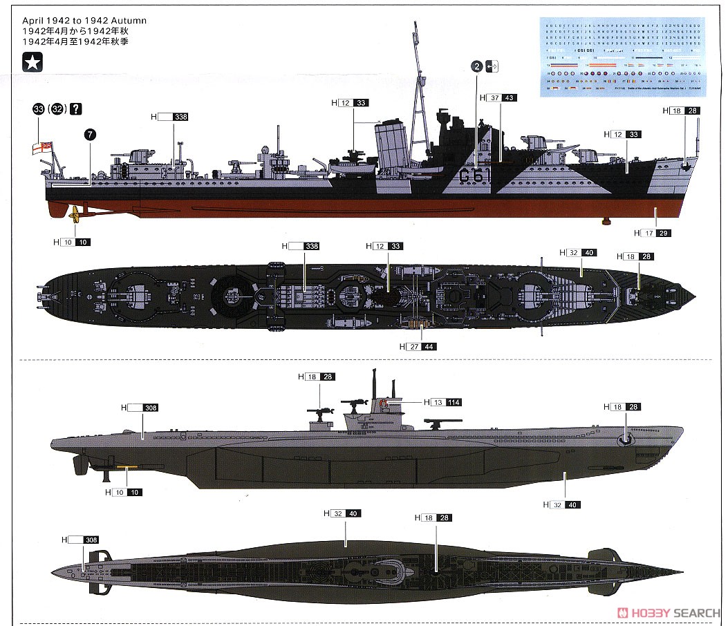 大西洋海戦：対潜戦セット I (プラモデル) 塗装2