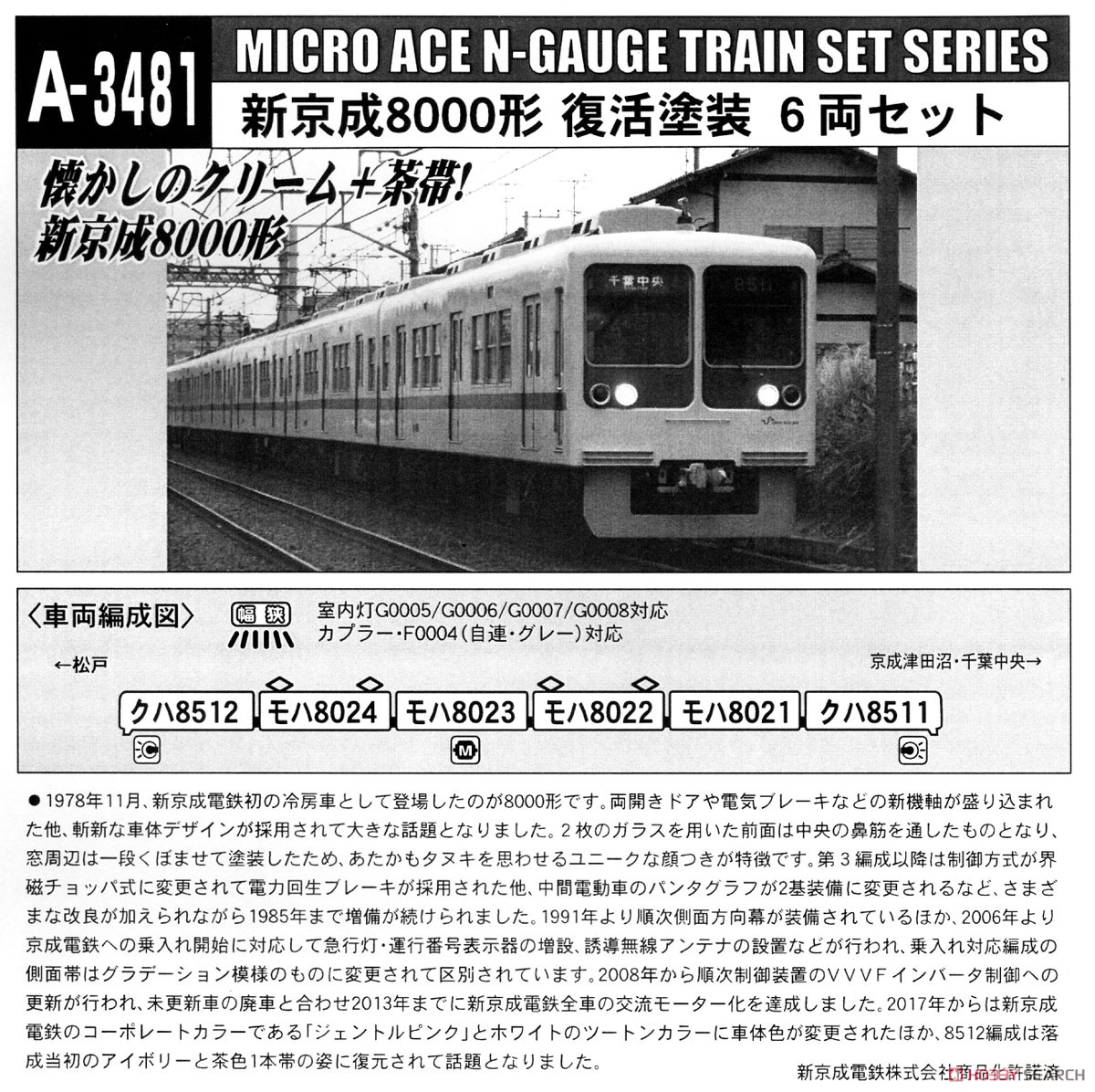 新京成 8000形 復活塗装 (6両セット) (鉄道模型) 解説2