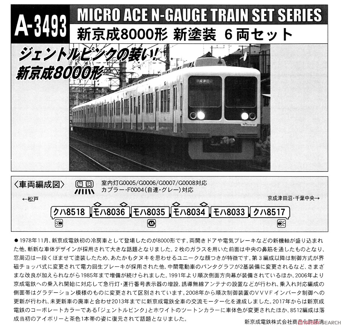 新京成 8000形 新塗装 (6両セット) (鉄道模型) 解説2