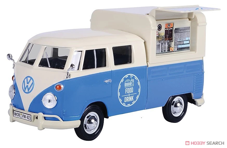Volkawagen Type2 (T1) Food Truck (White/Blue) (Diecast Car) Item picture1