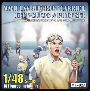 WWII USS Aircraft Carrier Deck Crews & Pilot Set (Set of 10) (Plastic model)