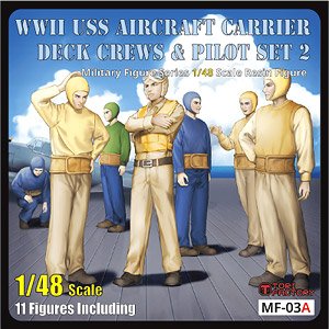 WWII USS Aircraft Carrier Deck Crews & Pilot Set 2 (Set of 11) (Plastic model)