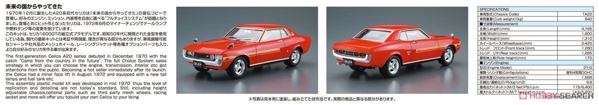 トヨタ TA22 セリカ1600GT `72 (プラモデル) その他の画像2