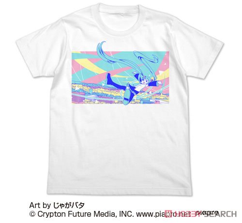 Hatsune Miku Full Color T-shirt Jagabata Ver. White XL (Anime Toy) Item picture1