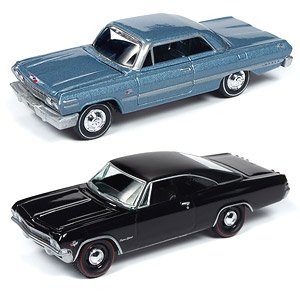 Chevy Impala SS 409 1963 (Blue) & 1965 (Black) 2-pk (Diecast Car)