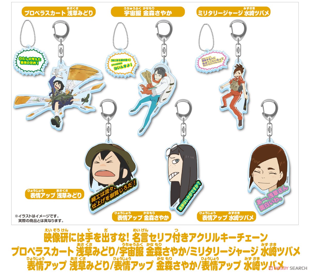 Keep Your Hands Off Eizouken! Acrylic Keychain with Famous Quote Facial Expression Up Tsubame Mizusaki (Anime Toy) Other picture1