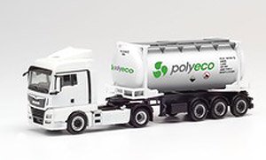 (HO) MAN TGX XLX Euro 6c Swap Container Semi Trailer `Polyeco` (Model Train)