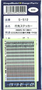 Rollsign Sticker for Series E233-2000 Jyoban / Chiyoda Line Side (1-Set) (Model Train)