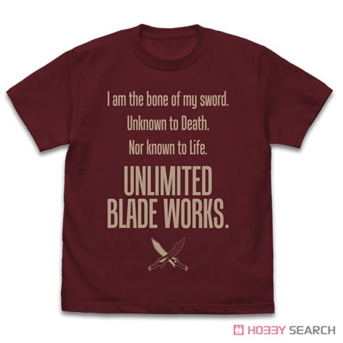 劇場版 Fate/stay night [Heaven`s Feel] Unlimited Blade Works Tシャツ Ver.2.0 BURGUNDY S (キャラクターグッズ) 商品画像1