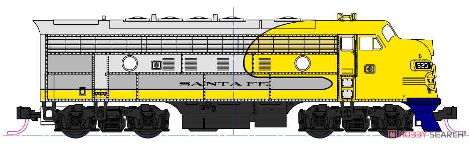 EMD F7A サンタフェ イエローボンネット フレート #330 ★外国形モデル (鉄道模型) その他の画像1