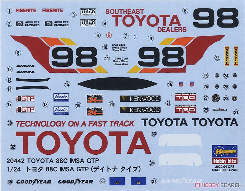 トヨタ 88C IMSA GTP (デイトナ タイプ) (プラモデル) 中身2