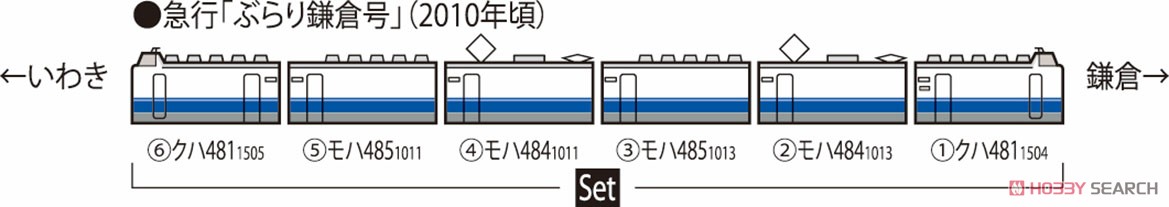 JR 485-1000系 電車 (勝田車両センター・K60編成) セット (6両セット) (鉄道模型) 解説2