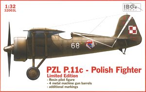 ポ・PZL11c ガル翼戦闘機+レジンフィギュア＆ブラス機銃砲身・限定 (プラモデル)