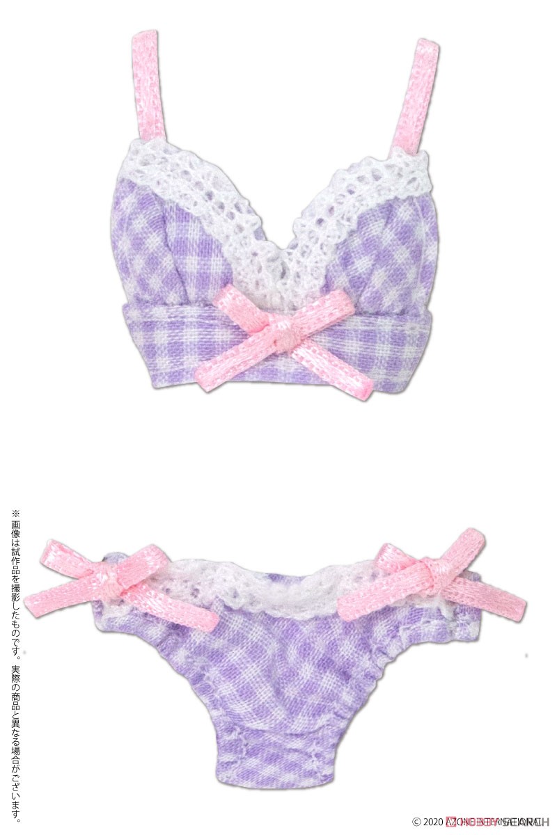 Gingham Check Brassiere & Shorts Set (Lavender) (Fashion Doll) Item picture1