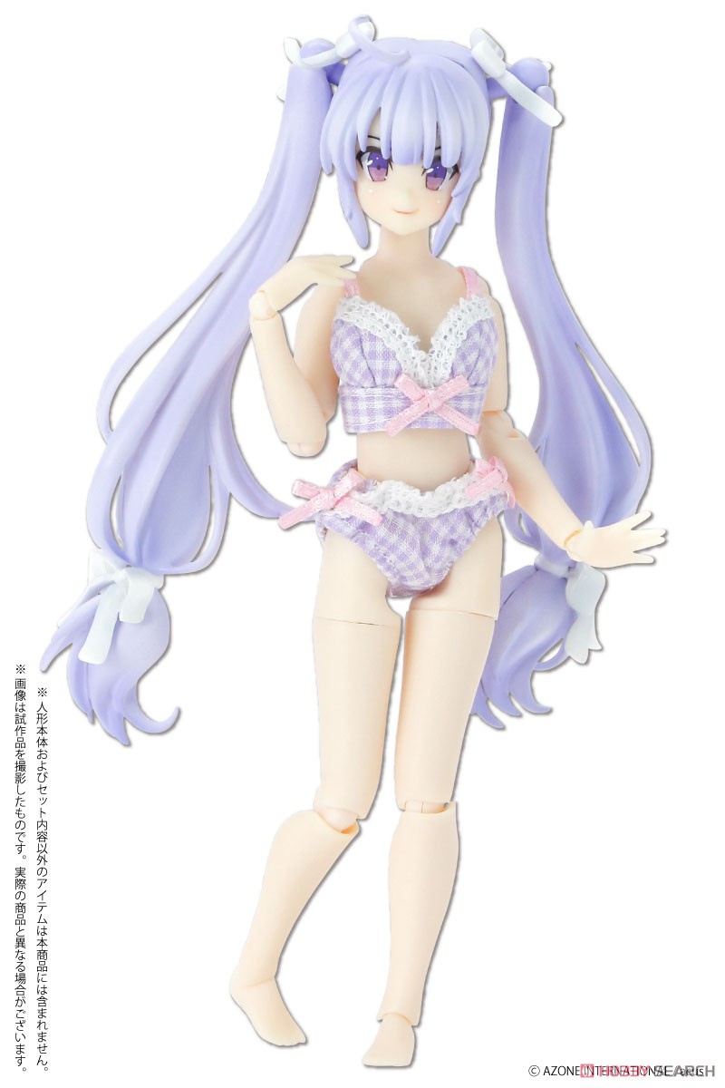 Gingham Check Brassiere & Shorts Set (Lavender) (Fashion Doll) Other picture1