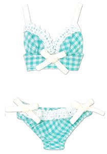 Gingham Check Brassiere & Shorts Set (Mint) (Fashion Doll)