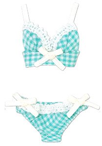 Gingham Check Brassiere & Shorts Set (Mint) (Fashion Doll)