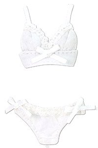 Gingham Check Brassiere & Shorts Set (White) (Fashion Doll)