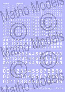 スケールフリー 白色数字デカールタイプ1 スモールサイズ (デカール)