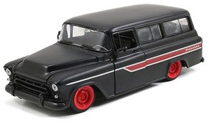 1957 Chevy Suburban Primer Black (Diecast Car)