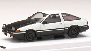 Toyota Sprinter Trueno GT APEX (AE86) / Open Headlights, Carbon Bonnet High Tech Two Tone (White / Black) (Diecast Car)