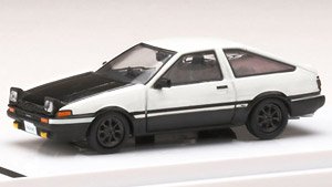 Toyota Sprinter Trueno GT APEX (AE86) / Open Headlights, Carbon Bonnet High Tech Two Tone (White / Black) (Diecast Car)