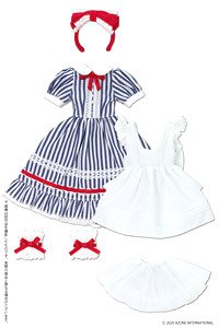 PNS Dreaming Girl`s Alice Dress Set (Blue Stripe) (Fashion Doll)