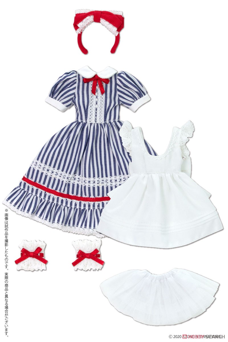 PNS Dreaming Girl`s Alice Dress Set (Blue Stripe) (Fashion Doll) Item picture1