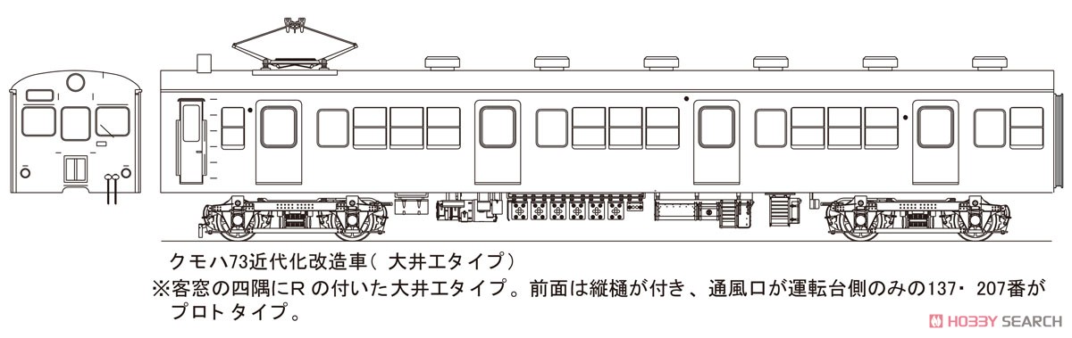 クモハ73 近代化改造車 (大井工改タイプ：丸窓・縦樋付) ボディキット (組み立てキット) (鉄道模型) その他の画像1