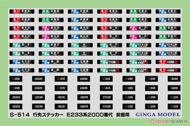Rollsign Sticker Set for Series E233-2000 Odakyu Area [S-514 + S-513] (Model Train) Other picture1