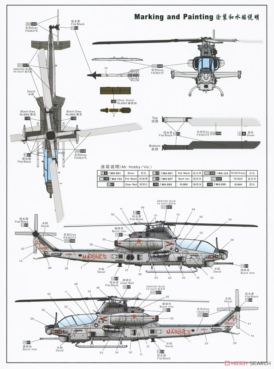 AH-1Z ヴァイパー 攻撃ヘリコプター (プラモデル) 塗装1