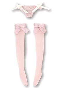 Ribbon See-through Underwear & Socks Set (Pink) (Fashion Doll)