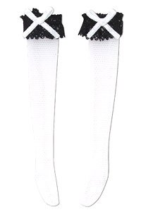 Lace Knee-high Stockings (White x Black Lace) (Fashion Doll)