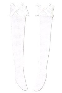 Lace Knee-high Stockings (White x White Lace) (Fashion Doll)