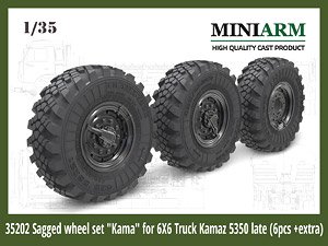 Sagged Wheel Set `Kama` for 6X6 Truck Kamaz -5350 (6 Pieces) (for Zvezda) (Plastic model)