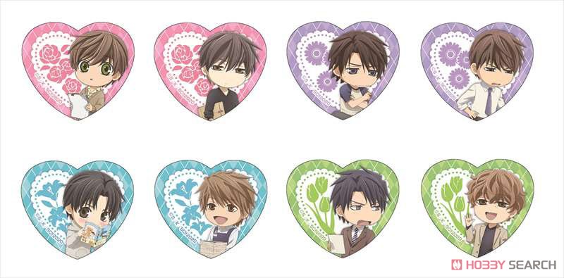 [Sekai-ichi Hatsukoi: Propose-hen] Heart-shaped Glitter Acrylic Badge (Set of 8) (Anime Toy) Item picture1