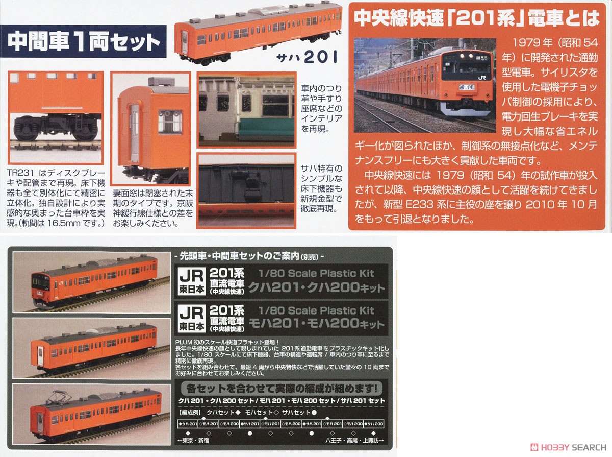 1/80 J.R. East Series 201 Chuo Line Lapid SAHA201 Kit (Unassembled Kit) (Model Train) Item picture2