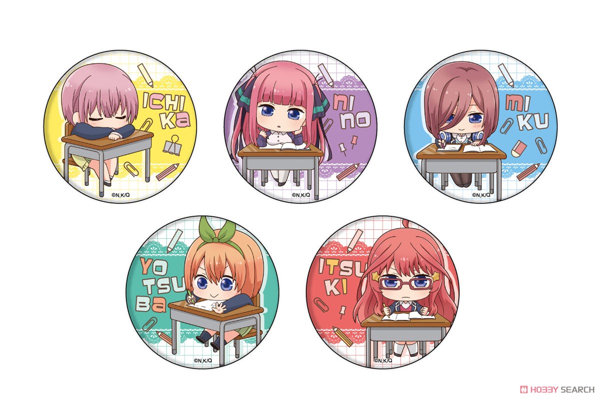 Can Badge Set [The Quintessential Quintuplets] 02 Study Ver. 5 Sistars (Mini Chara) (Set of 5) (Anime Toy) Item picture1