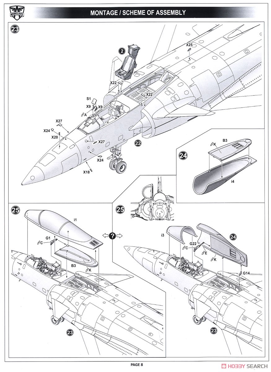 Mirage 4000 Prototype Fighter w/ Weapons (Plastic model) Assembly guide6