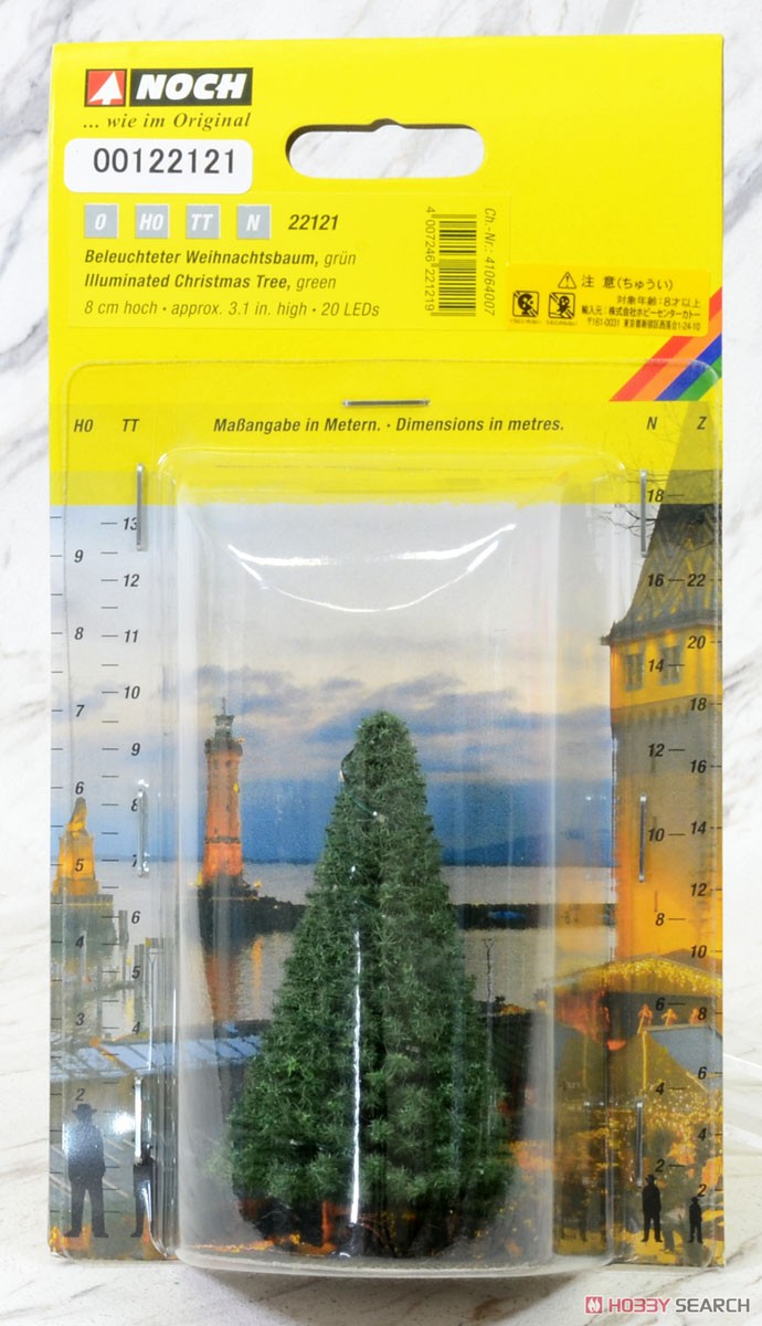 22121 (O/HO/TT/N) クリスマスツリー (Beleuchteter Weihnachtsbaum, Grun) (高さ：8cm) (LED 20個付き) (鉄道模型) パッケージ1