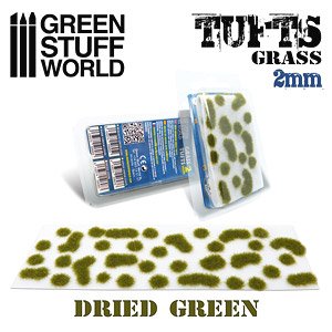 Grass TUFTS - 2mm Self-Adhesive - Dry Green (Material)